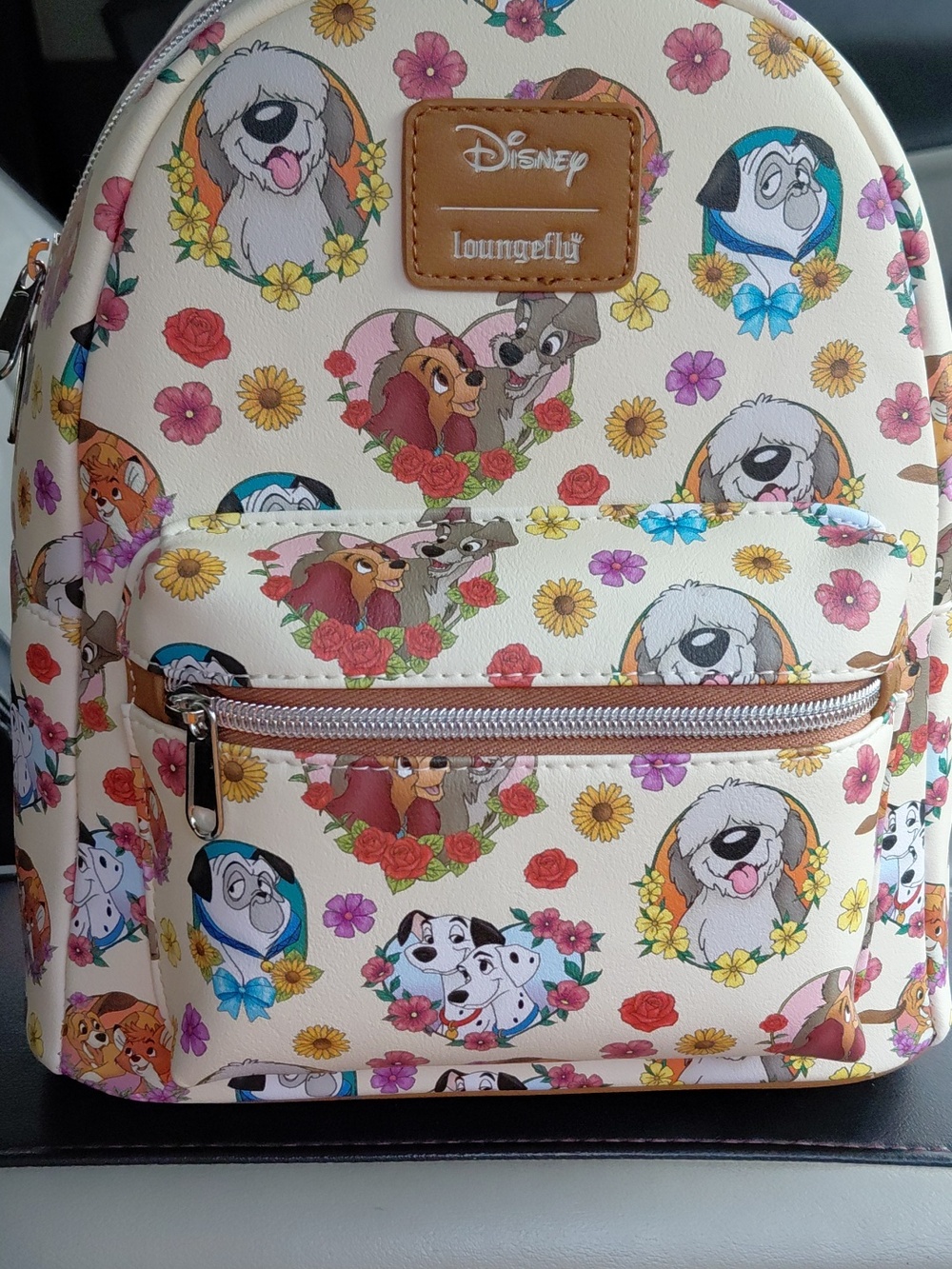 Loungefly Cream Floral Disney Dogs Backpack